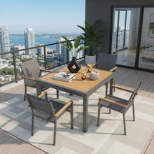 Load image into Gallery viewer, Gray Aluminum Patio Dining Set With Textilene Chairs, 5 Piece All Weather Outdoor Table And Chair Set For Patio, Porch, Garden