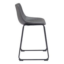 Load image into Gallery viewer, 24" Faux Leather And Steel Counter Height Bar Chairs (Set of 2) - Charcoal And Black