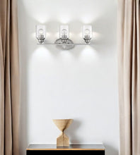 Load image into Gallery viewer, Three Light Wall Light With Clear Glass Shade - Silver