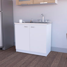 Load image into Gallery viewer, Stainless Steel Accent Cabinet With Two Shelves - White