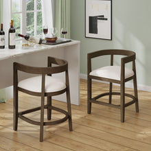 Load image into Gallery viewer, Modern Rubberwood Counter Stool Set With Upholstered Seats