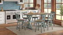 Load image into Gallery viewer, X Based Counter Height Dining Table - Aqua Blue