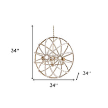 Load image into Gallery viewer, White And Gold Empire Six Light Metal and Beads Dimmable Chandelier