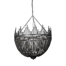 Load image into Gallery viewer, Black Unique Statement Four Light Metal and Beads Dimmable Chandelier