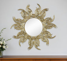 Load image into Gallery viewer, 37" Abstract Sunburst Iron Framed Accent Mirror - Gold