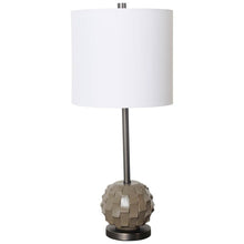 Load image into Gallery viewer, 25" Gray Round Bedside Lamp With Drum Shade