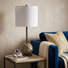 Load image into Gallery viewer, 25" Gray Round Bedside Lamp With Drum Shade