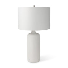 Load image into Gallery viewer, 31" White Round Bedside Lamp With Drum Shade
