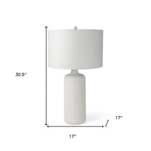 Load image into Gallery viewer, 31" White Round Bedside Lamp With Drum Shade