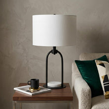 Load image into Gallery viewer, 22" Black Round Bedside Lamp With Drum Shade