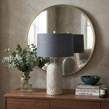 Load image into Gallery viewer, 29" Beige Round Bedside Lamp With Drum Shade