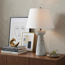Load image into Gallery viewer, 27" Gray Round Bedside Lamp With Empire Shade