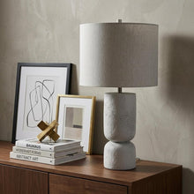 Load image into Gallery viewer, 28" White Round Bedside Lamp With Drum Shade