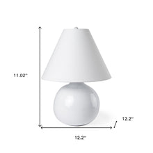 Load image into Gallery viewer, 11" White Round Bedside Lamp With Empire Shade