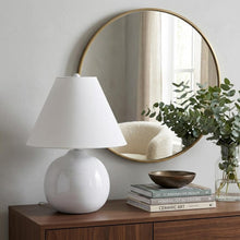 Load image into Gallery viewer, 11" White Round Bedside Lamp With Empire Shade