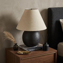 Load image into Gallery viewer, 24" Black Round Bedside Lamp With Empire Shade