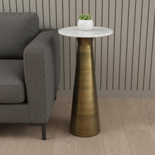 Load image into Gallery viewer, 26" Metal Round End Table Trunk Storage - Antiqued Brass