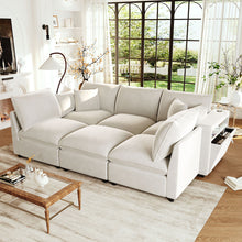 Load image into Gallery viewer, Modern Sectional Sofa U-Shaped With Movable Ottoman Storage Armrests And USB Ports