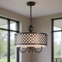 Load image into Gallery viewer, 18" Five Light Dimmable Chandelier With Shades - Bronze