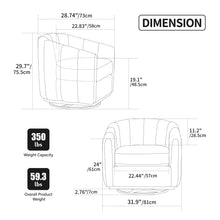 Load image into Gallery viewer, 360 Degrees Swivel Upholstered Barrel Armchair For Living Room - Ivory