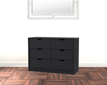Load image into Gallery viewer, Manufactured Wood Six Drawer Modern Dresser - Black