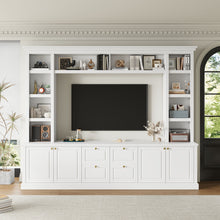 Load image into Gallery viewer, TV Stand With Bookcase, Storage Cabinet With 3 Adjustable Shelves, Living Room Entertainment Center - White