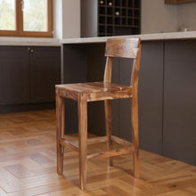 Load image into Gallery viewer, Solid Wood Bar Height Bar Chair - Wood Brown