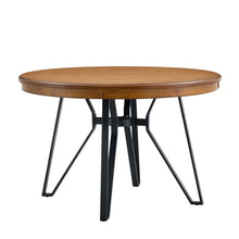 Load image into Gallery viewer, Mid Century Modern Round Dining Table With Metal Legs And Open Shelf