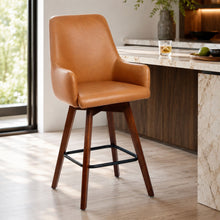Load image into Gallery viewer, Upholstered Barrel Chair With Curved Backrest - Antique Brown
