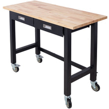 Load image into Gallery viewer, Work Bench, Workbench With Drawer Storage, Heavy Duty Bamboo Wood Work Table With Wheels For Garage Home Office