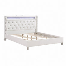 Load image into Gallery viewer, Modern Bed With LED Lights, Charging Port, Tufted Headboard