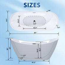 Load image into Gallery viewer, Freestanding Tub With Overflow And Pop Up Drain, Ergonomic Design