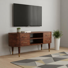 Load image into Gallery viewer, Solid Wood Enclosed Open Storage TV Stand (719189) - Brown