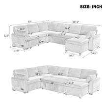 Load image into Gallery viewer, Convertible U-Shaped Sectional Sofa Bed With Reversible Chaise