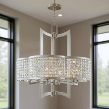 Load image into Gallery viewer, 26'' Six Light Dimmable Chandelier With Shades - Nickel