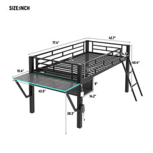 Load image into Gallery viewer, Modern Gaming Mid Loft Bed With Desk And LED Lights