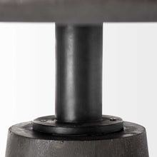 Load image into Gallery viewer, 54" Rounded Solid Wood And Metal Pedestal Base Dining Table - Gray