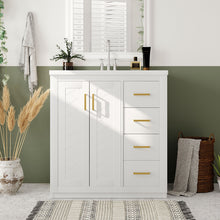 Load image into Gallery viewer, Retro Style Bathroom Vanity With 3 Drawers & Soft-Closing Doors