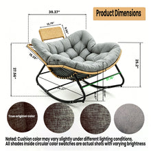 Load image into Gallery viewer, Oversized Papasan Rocking Chair Outdoor With Thick Cushion