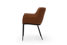 Load image into Gallery viewer, Faux Leather Steel Dining Arm Chair - Brown / Black