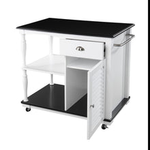 Load image into Gallery viewer, 39" Rolling Kitchen Island With Storage - Black / White