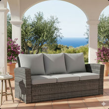 Load image into Gallery viewer, All-Weather Wicker 3 Seat Patio Sofa With Thick Cushions