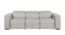 Load image into Gallery viewer, Top Grain Leather Reclining Metal USB Sofa (720389) - Light Gray