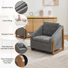 Load image into Gallery viewer, Modern Upholstered Armchair With Wooden Side Frame