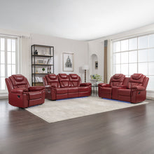 Load image into Gallery viewer, 3 Pieces Recliner Sofa Sets Home Theater Seating Manual Recliner Chair With Center Console And LED Light Strip For Living Room