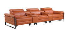 Load image into Gallery viewer, Top Grain Leather Reclining Metal USB Sofa (720346) - Camel