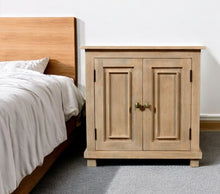 Load image into Gallery viewer, 28" Distressed Solid Wood Nightstand With Storage - Beige