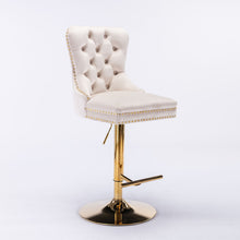 Load image into Gallery viewer, Thick Swivel Barstools Adjusatble Seat Height From 25-33", Modern Upholstered Bar Stools With Backs Comfortable Tufted For Home Pub And Kitchen Island (Set of 2)