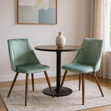 Load image into Gallery viewer, Upholstered Velvet Dining Side Chairs (Set of 2) - Sage / Brown
