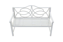 Load image into Gallery viewer, Outdoor Garden Patio Bench With Backrest And Armrest, Slatted Seat For Park, Yard & Porch, Balcony, Accommodates 2 - 3 People - White